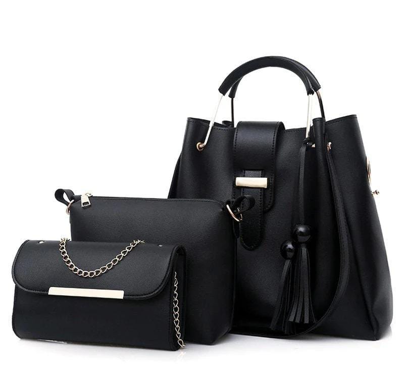 3 Pcs Of Stylish PU Leather Shoulder Bags For Women